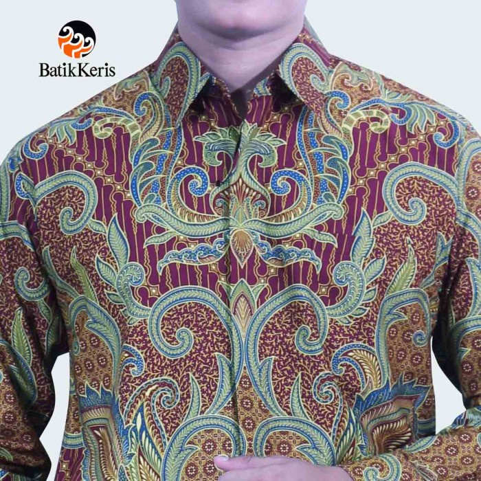 batik Batik Keris Kemeja Lengan Panjang Ukel Puspo - Merah, 15 couple pria wanita termurah premium m