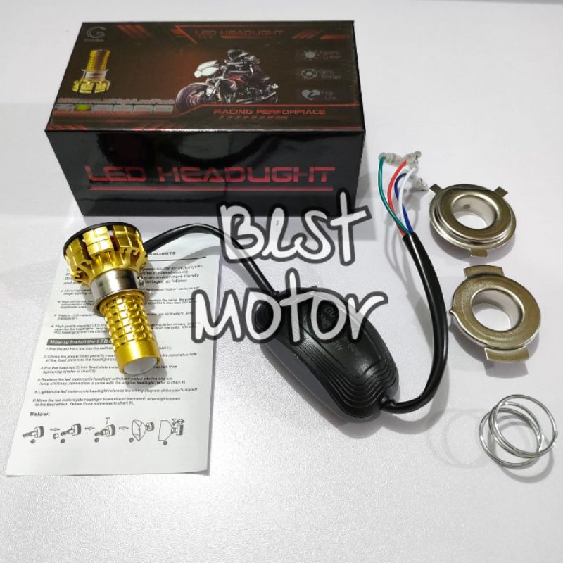 Lampu Utama Depan Laser Bholam LED Universal Motor Putih Putih AC/DC Model Kipas