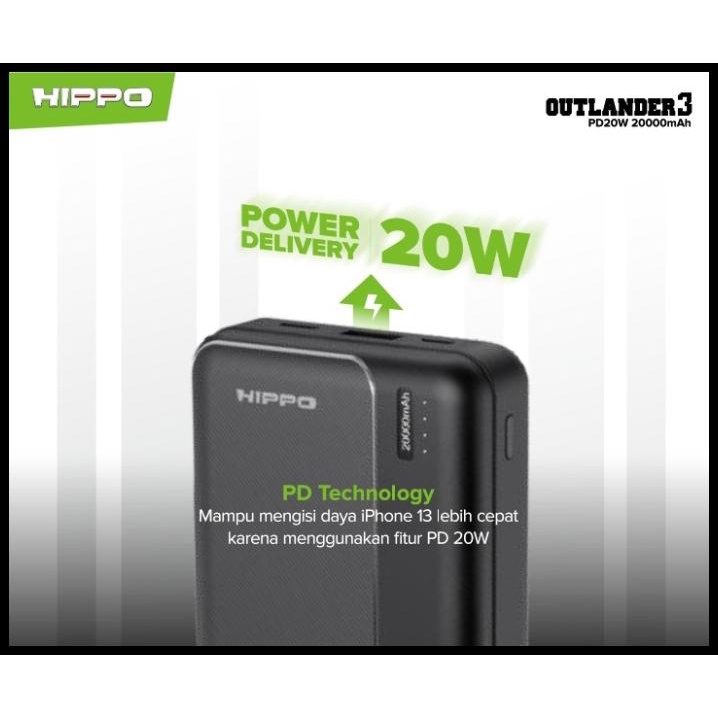 Hippo Power Bank Outlander 3 Pd 20000 Mah Superfast Charging
