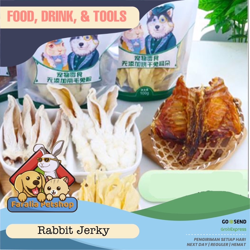 Rabbit Head Ear Jerky Cat Dog Treat Kuping Kelinci Snack Anjing Kucing Dehydrated