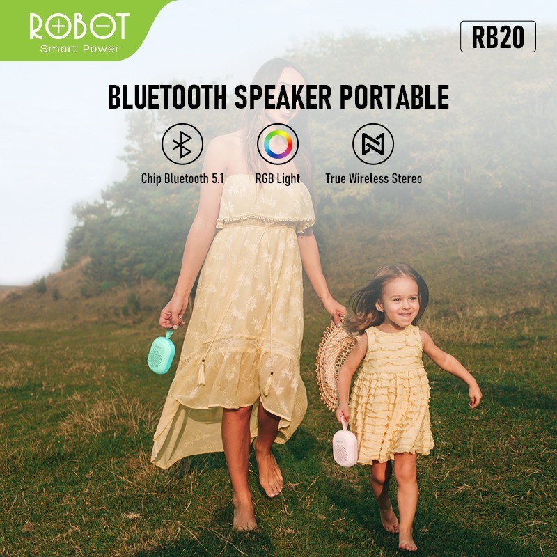 Speaker Bluetooth ROBOT RB20 TWS 5.1 Mini Speaker Aktif Portable With RGB