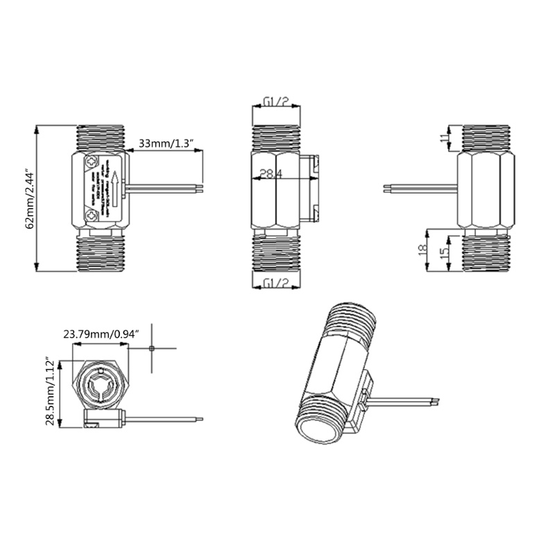 Zzz Hall Sensor Aliran Air G1 / 2 '' 4 Points Switch Control Turbin Counter