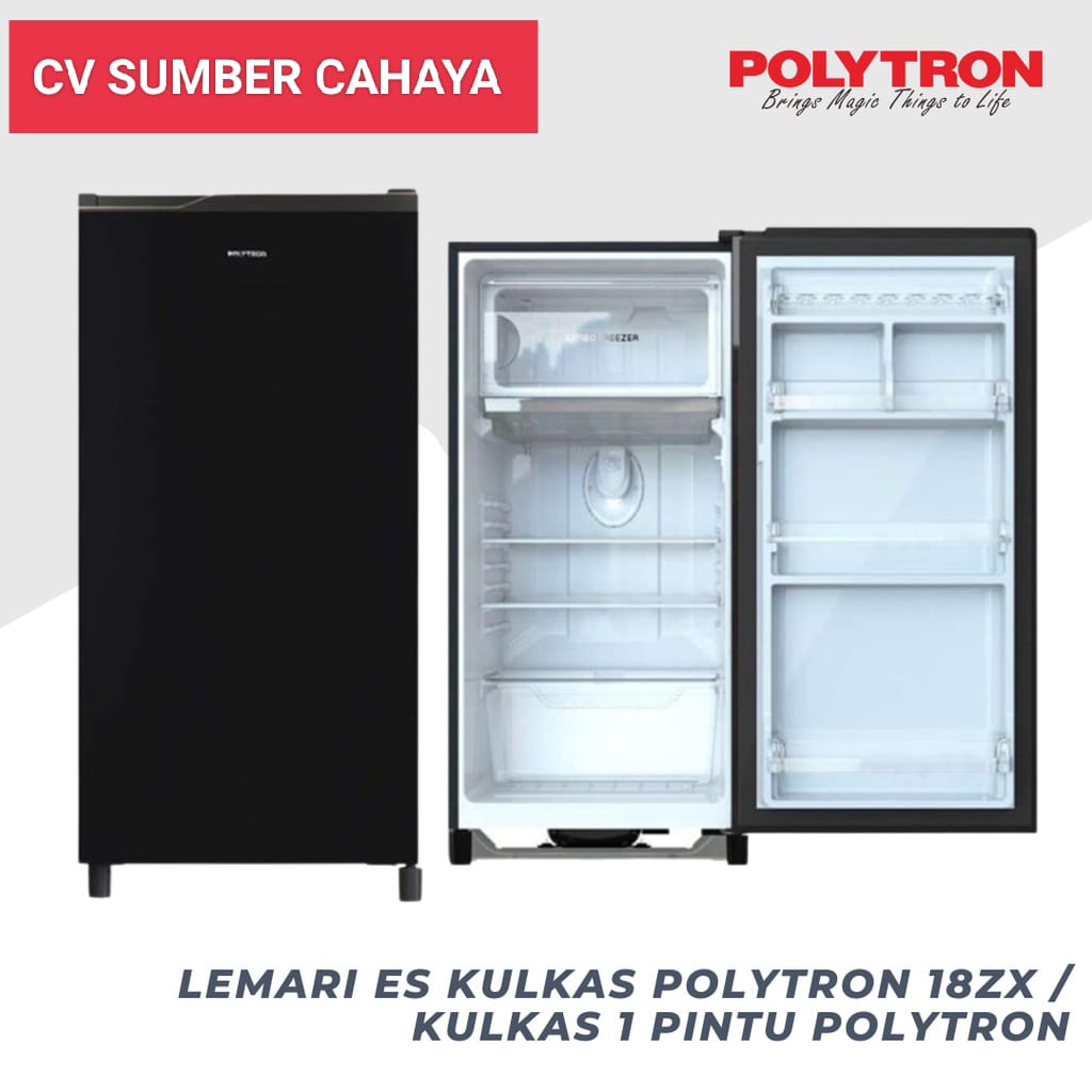 Polytron Kulkas 1 Pintu 180L Belleza Tempered Glass PRA 18ZX PRA18ZX