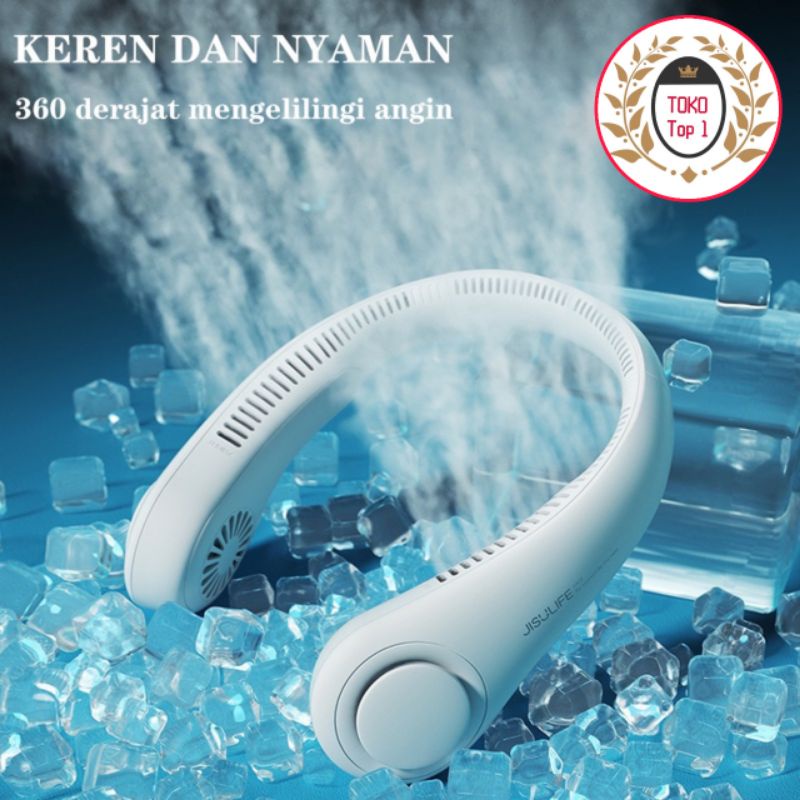 KIPAS ANGIN LEHER PORTABLE HANGING NECK FAN READY STOCK USB RECHARGEABLE