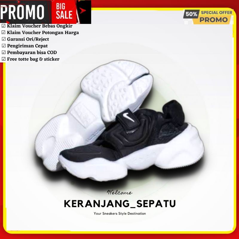 Sepatu Sandal NIKE AQUA RIFT "Black White" ORIGINAL  - SEPATU NIKE AQUA RIFT ORIGINAL - SEPATU NIKE 