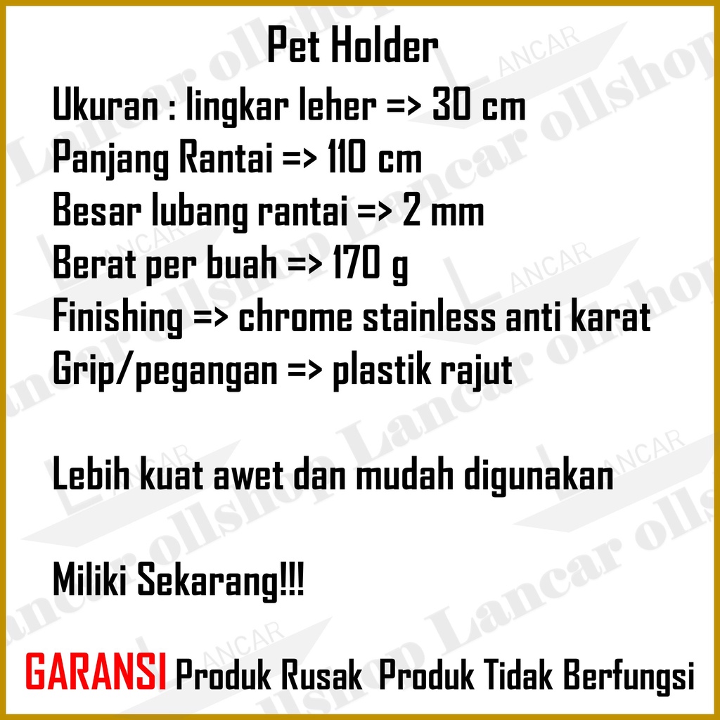 Rantai Anjing / Rantai Kucing / Rantai Hewan / Rante 2 mm 2.5mm 3mm / Tali Tuntun Hewan Anjing Kucing Dog Chain