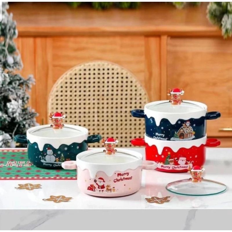

MANGKOK POT KERAMIK TUTUP KACA EDISI NATAL COCOK UNTUK MASAK MIE