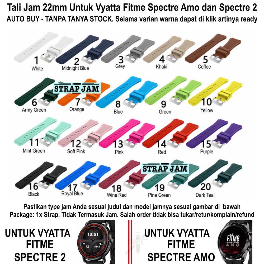 MS3 Strap Vyatta FitMe Spectre 2 / Amo - Tali Jam Tangan 22mm Rubber Silikon Teksture Garis Miring