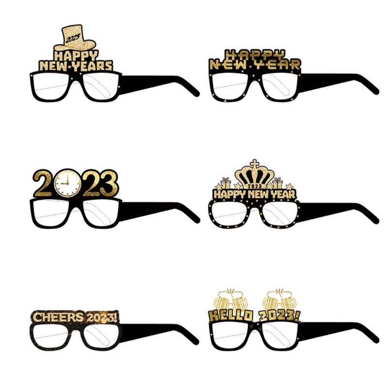 Zzz 6 / 12pcs / Set Kacamata Kertas Tahun Baru 2023 Untuk Dekorasi Pesta Ulang Tahun / Pernikahan