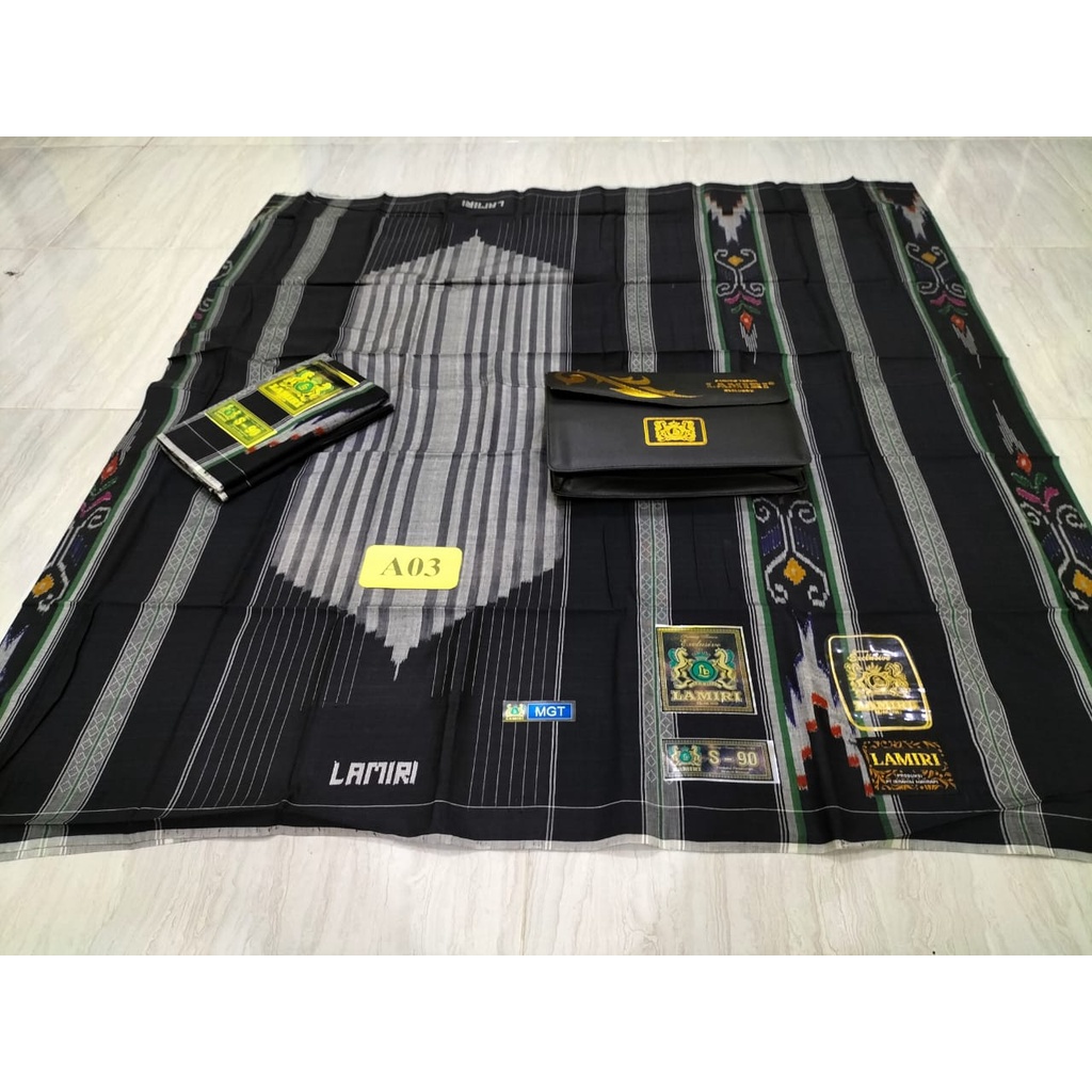 Sarung Lamiri MGT Tumpal SGT SUTRA semifull elegan Hitam-Biru