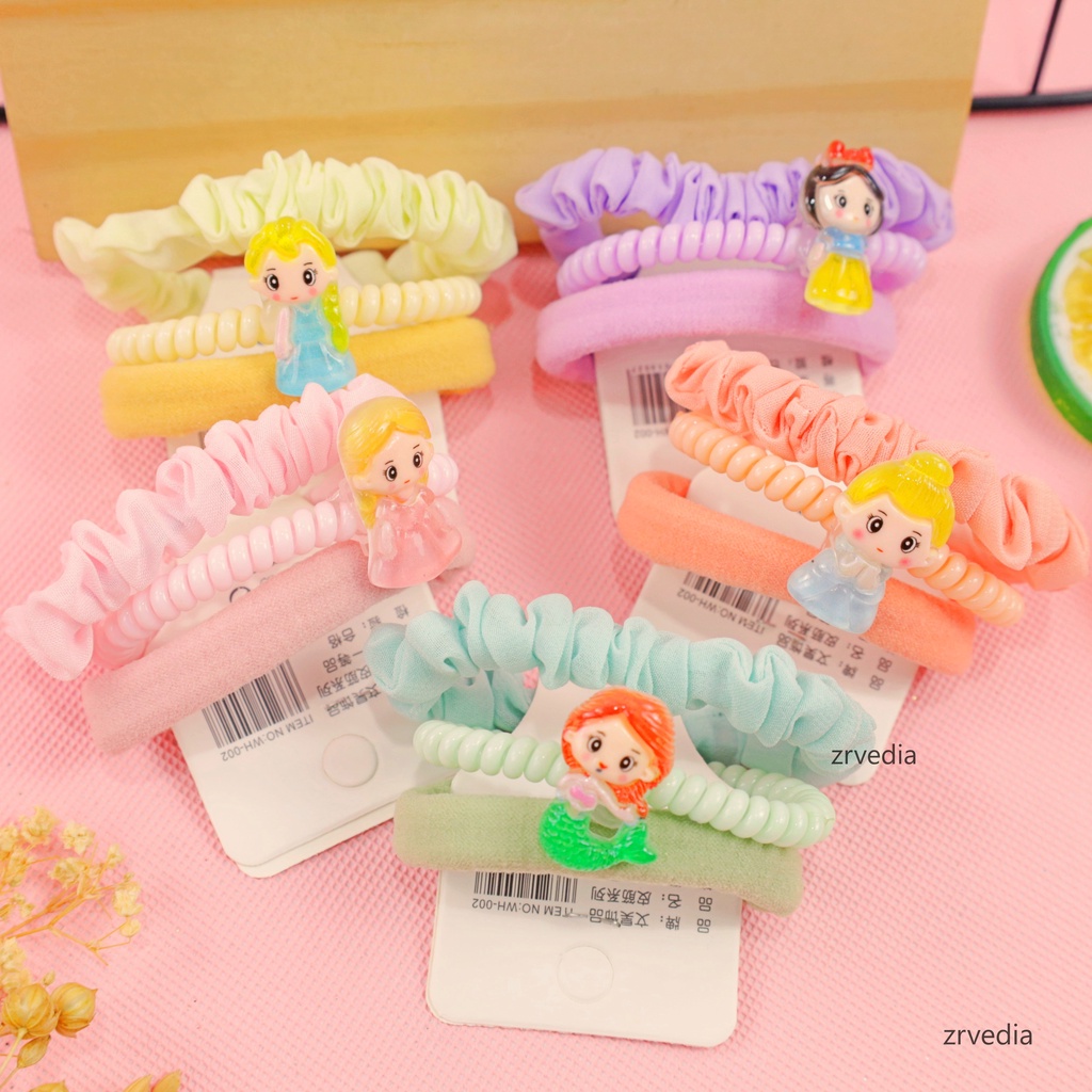 (ISI 1-3 PCS) Ikat Rambut Pluffy / Kuncir Aksesoris Rambut Karet Spiral Scrunchie Bulu Wanita Karakter Kualitas Import Kunciran Anak Perempuan Korea Style kiosbalitaaprillia