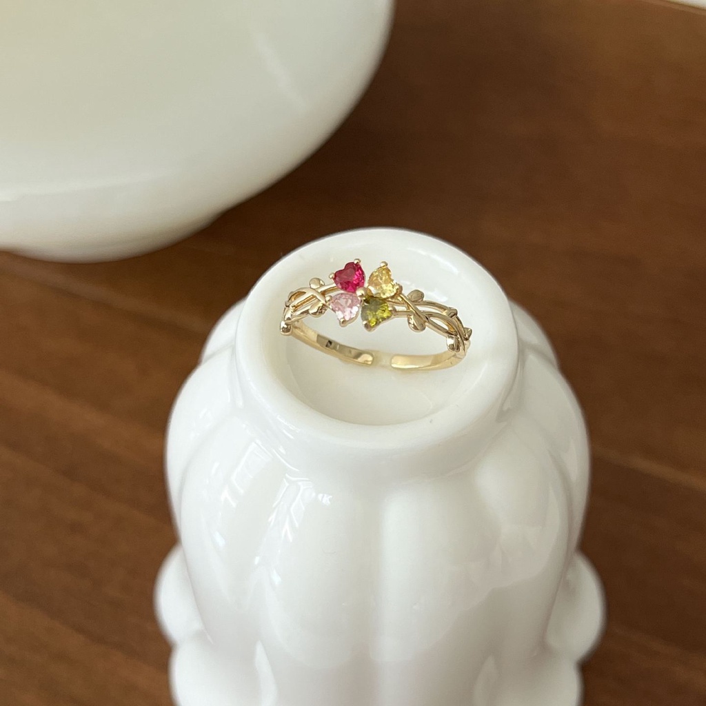 Cincin Model Terbuka Bahan Alloy Desain Bunga Hias Zirconberlian Imitasi Untuk Wanita