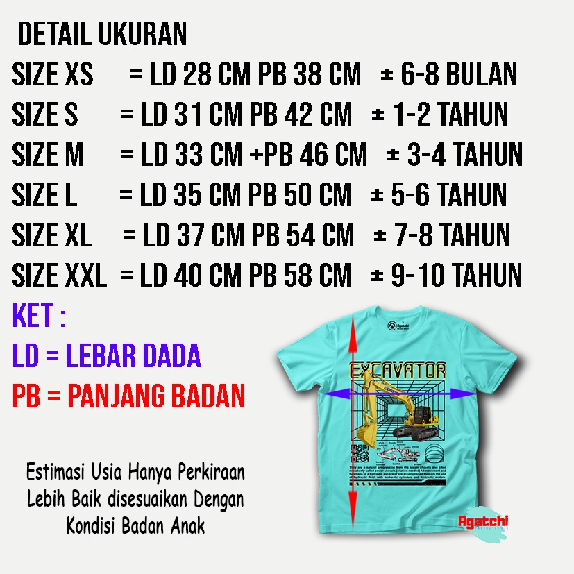 Baju Kaos Atasan Anak Laki - Laki Motif Excavator