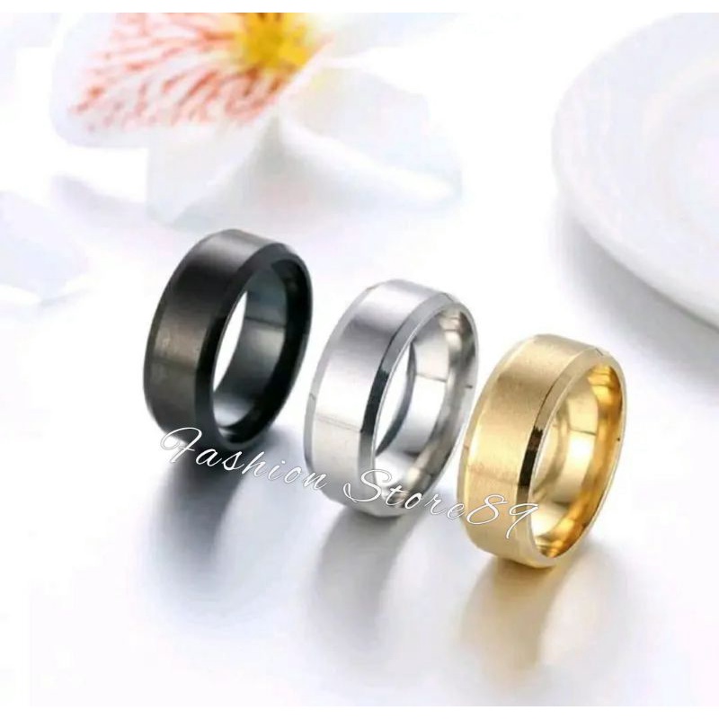 Cincin Couple Single Black Silver Titanium Import