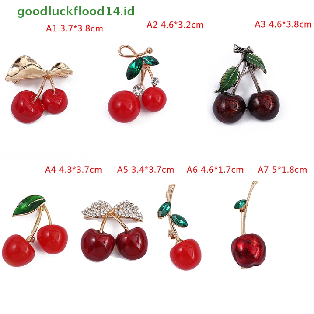 1 Pc Bros Pin Bentuk Buah Ceri Merah Untuk Aksesoris Wanita