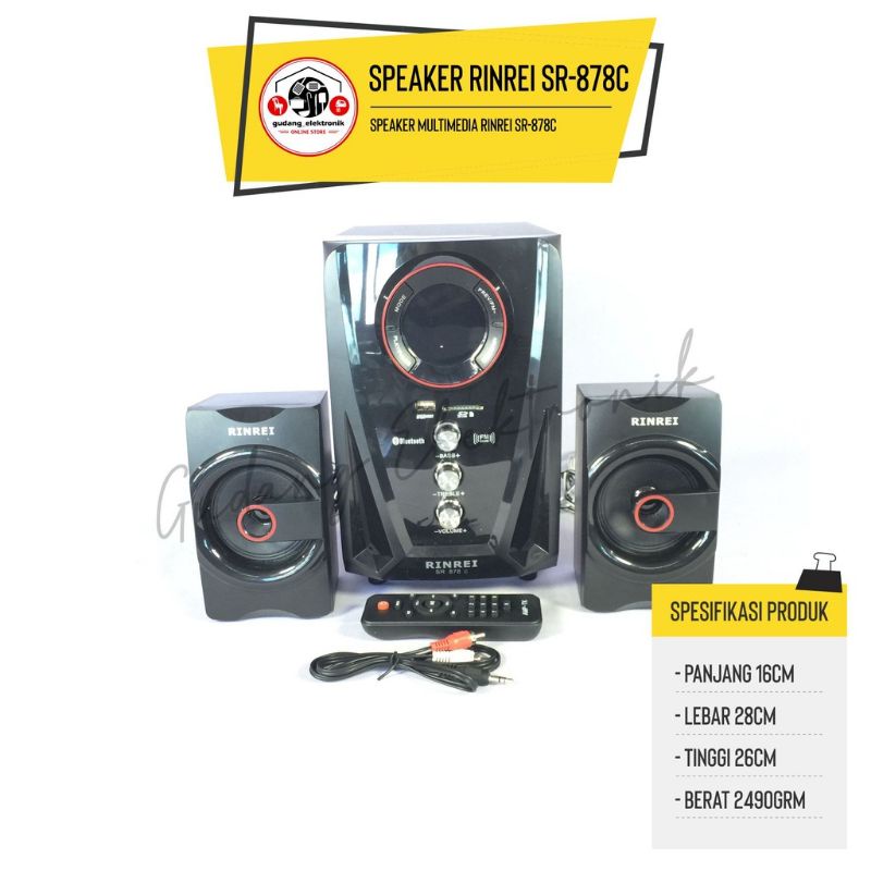 Speaker Aktif RINREI SR 878 N Audio Multimedia 2.1 Bluetooth - USB - SD Card - Radio - Remote