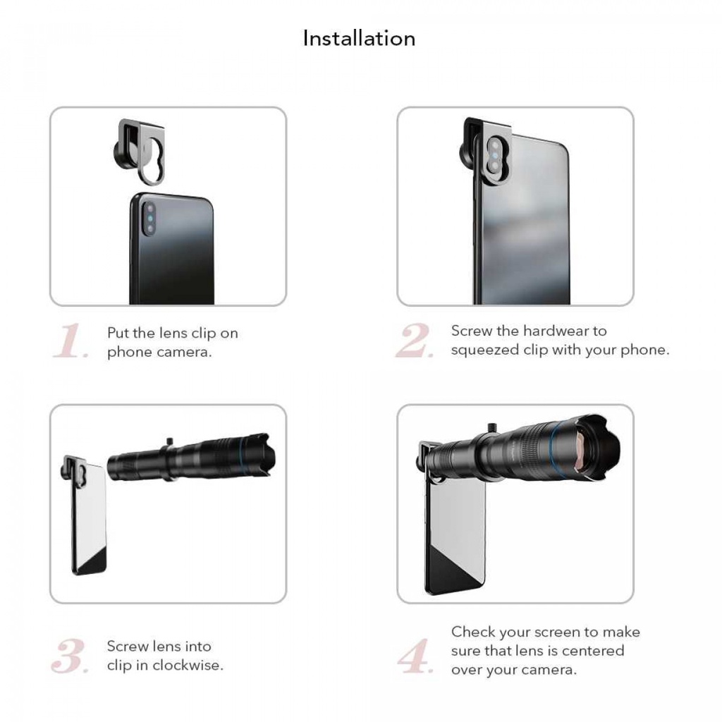 Lensa Tele Monocular HP Smartphone Tambahan Portabel Tripod Remote