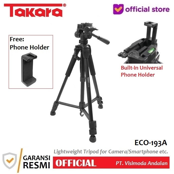 Tripod TAKARA ECO-193A Tripod kamera HP DSLR + Holder HP(D2A9) BEST SELLER Tripod HP Tripod Stabiliz