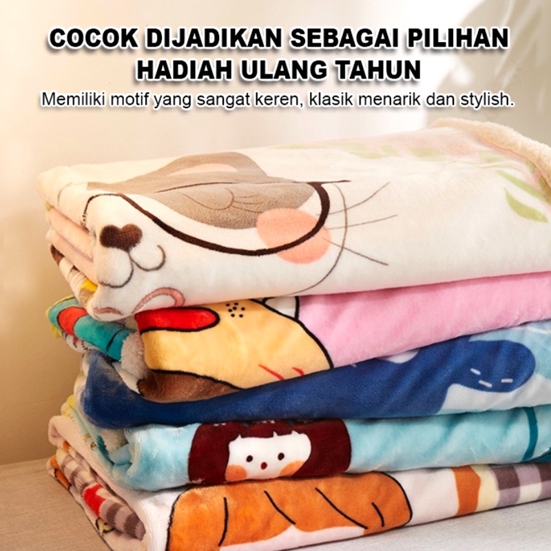 Selimut Bulu Anak Dan Dewasa 100X140CM cm - Selimut Dewasa Bulu Motif Elegan Import (FK450)