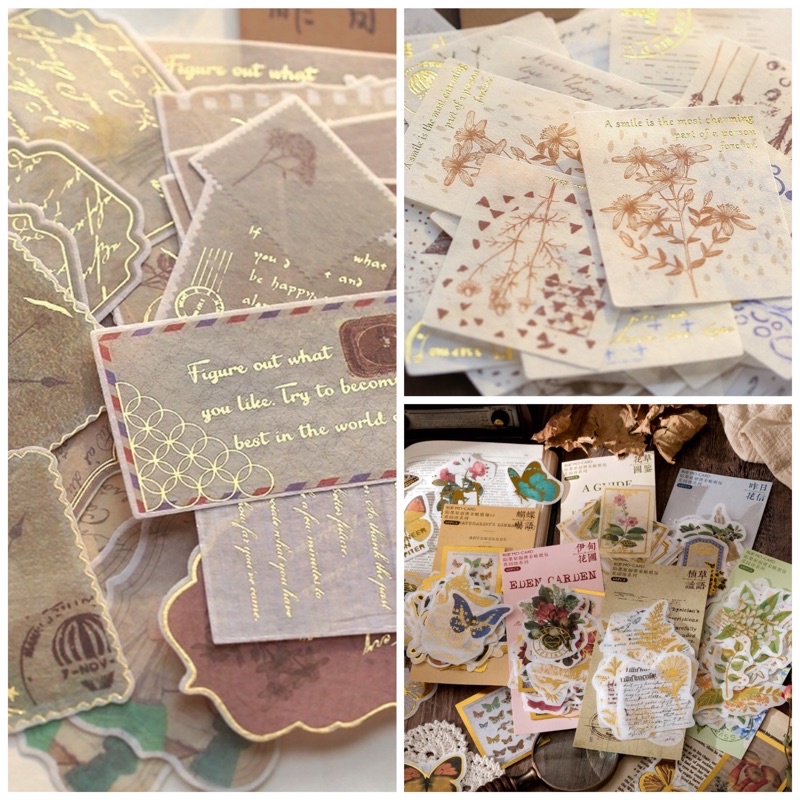 

10 pc sticker washi foil gold for scrapbook journal journaling bujo sgold