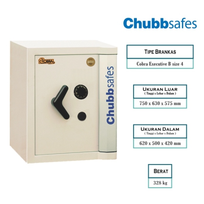 Brankas Chubbsafes Cobra Executive B Size 4 - Putih, Tahan Api dan Bongkar