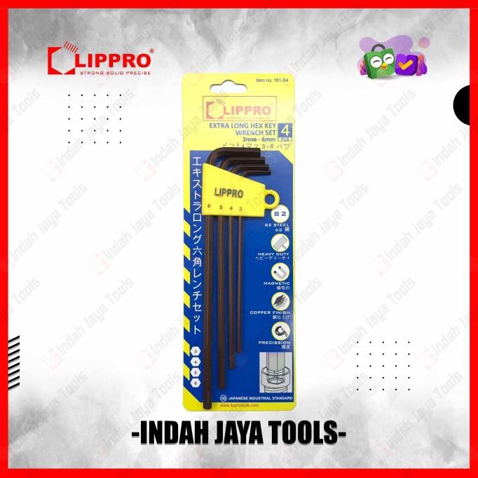 LIPPRO 161-S4 4 PCS Kunci L Set Panjang 3-6 mm Extra Long Hex Key