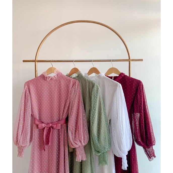 Syakira Plisketdot Dress/Dress Jumbo Ld 110/Dress Tille Plisket Kondangan/Dress Maternity