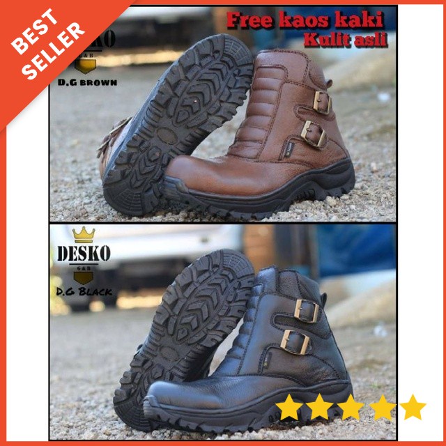 Sepatu Pria Boots Safety Kulit Sapi Asli Spatu Boot Bikers Jangel Jenggel Besi Jengel Formal Outdoor