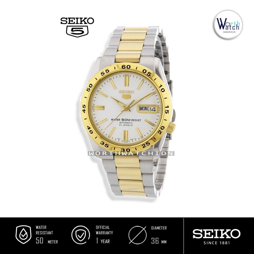 Jam Tangan Pria Otomatis Seiko 5 Men Automatic Dual Tones Stainless Steel Original SNKE-04-K1