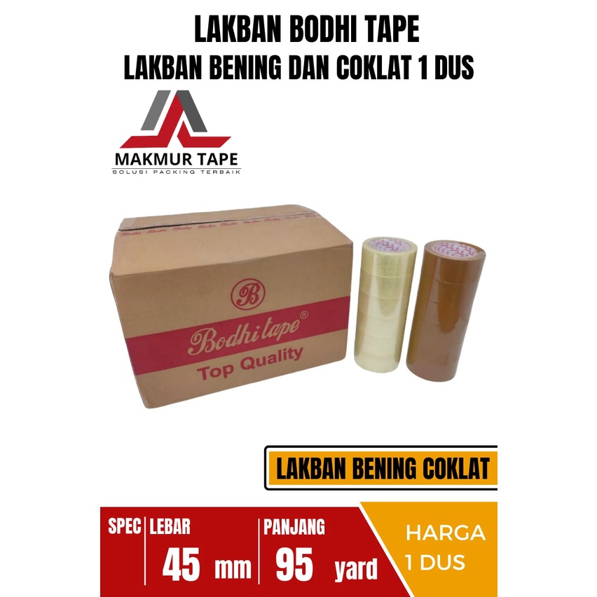 

LAKBAN BENING COKLAT BODHI TAPE UK 45MM X 95YARD 1 DUS 72 ROLL