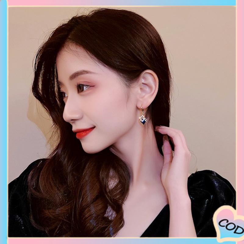 COD❤️Rhombus bentuk minyak Drop anting-anting modis anting-anting High-end-A.one