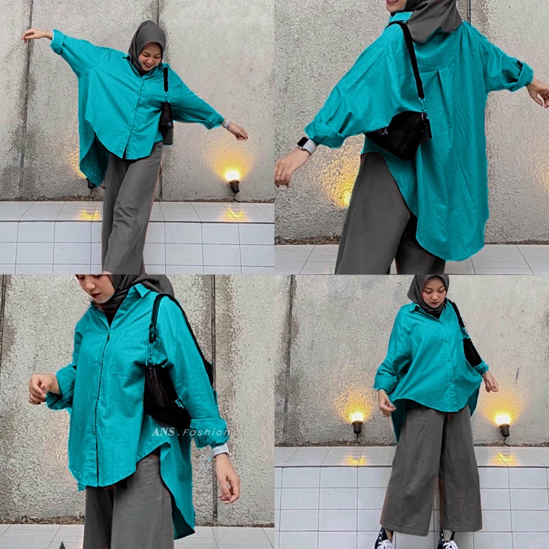 Kemeja Wanita Linen Oversize Olivia Shirt Linen Pocket