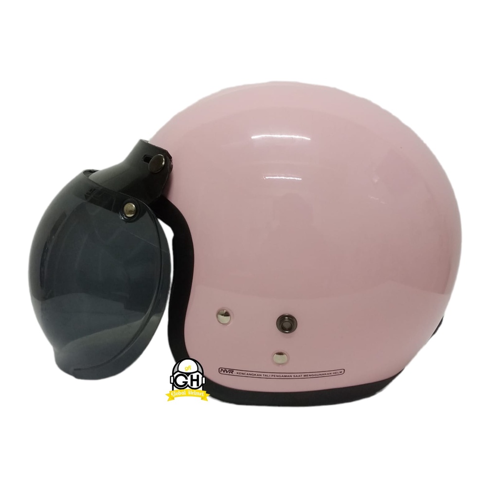 HELM BOGO CGS PINK RETRO DEWASA PRIA WANITA COWOK CEWEK FREE KACA SNI