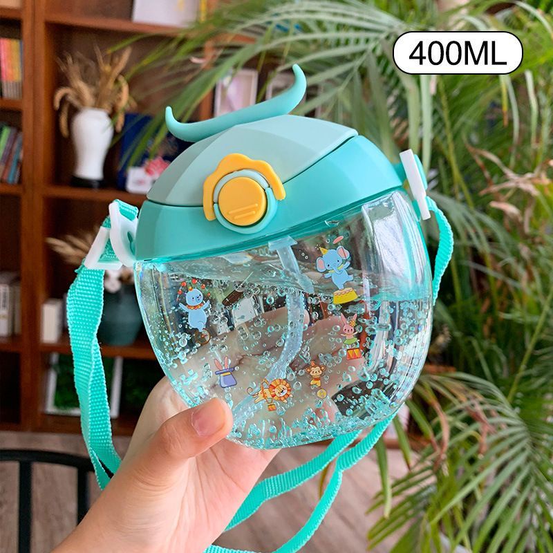 BOTOL MINUM ANIMAL TALI PANJANG + SEDOTAN 400 ML.BPA FREE  KODE 2555