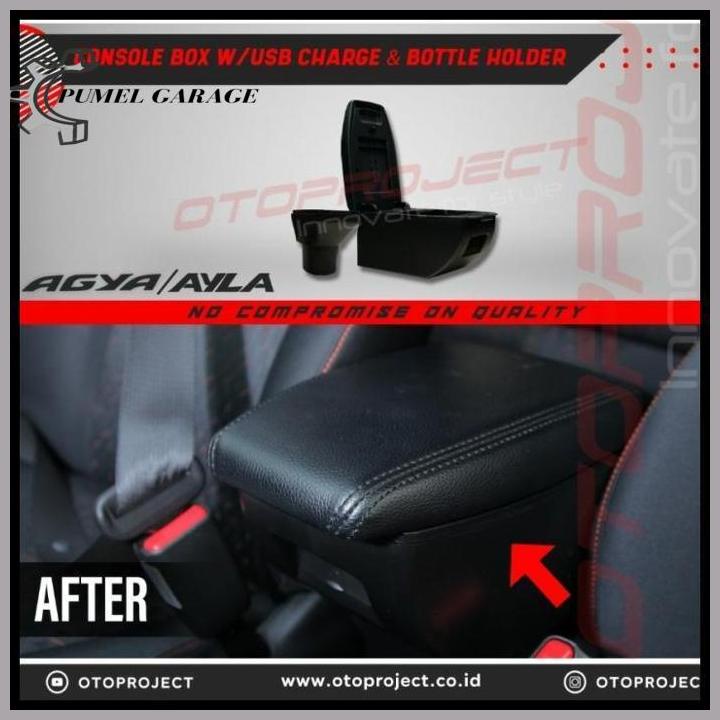 Toyota Agya Daihatsu Ayla Console Box Arm Rest Black Usb Tempat Minum Terbaru