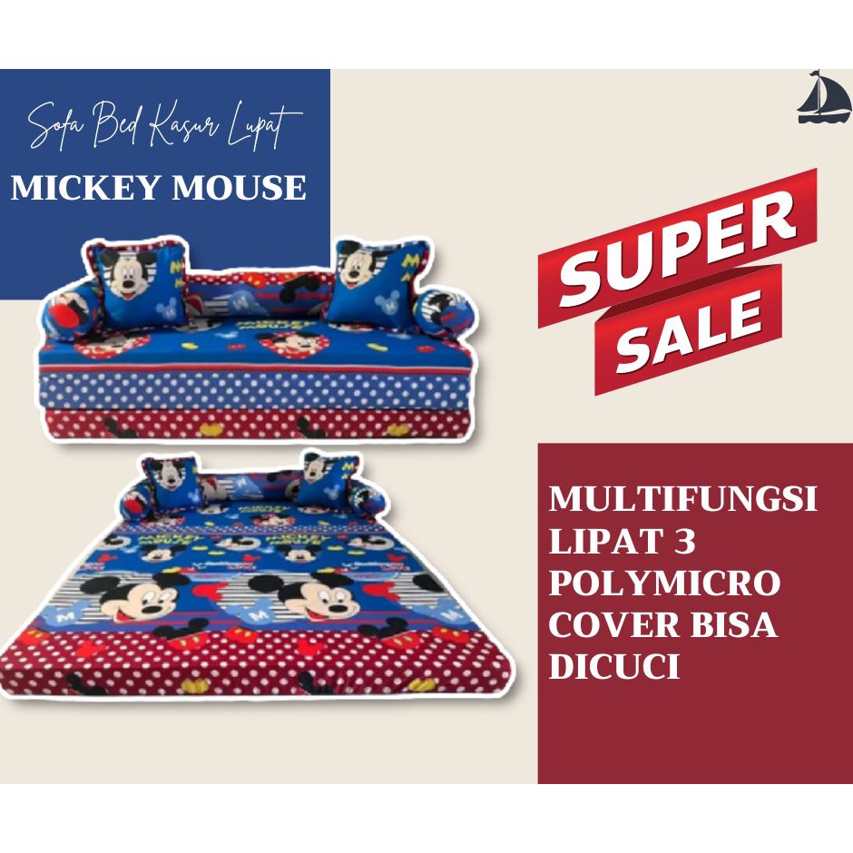 Sofa Bed Lipat Busa Yellow Bahan Tebal Kasur Busa Minimalis Kasur Lipat Lantai Motif Karakter