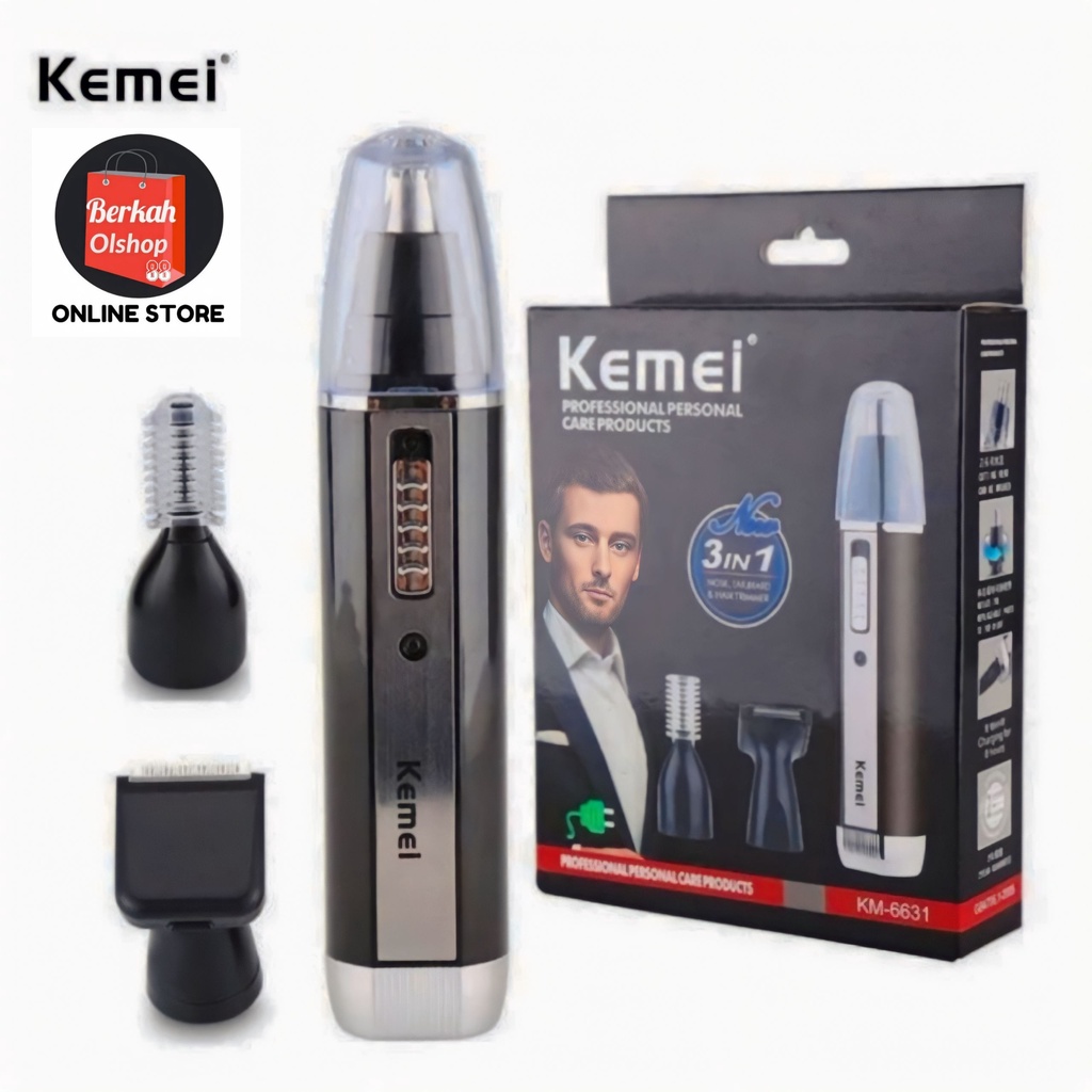 Berkah Oldshop 88 - Kemei KM-6629 2in1 Alat Cukur Bulu Hidung Kumis Jenggot Rechargeable