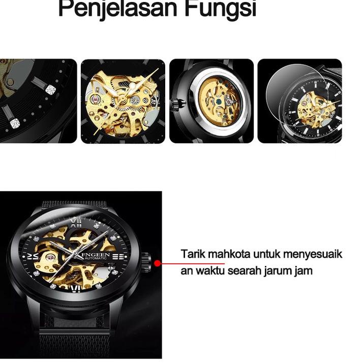 ADW6-3NH2H FNGEEN 6018 Jam Tangan Pria Mechanical Automatic  Luxury Business Original Tahan Air Watch + Kotak Gratis Limited.edition
