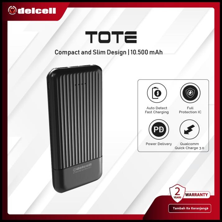 Delcell Tote Powerbank 10500 Mah Real Capacity Qc Pd