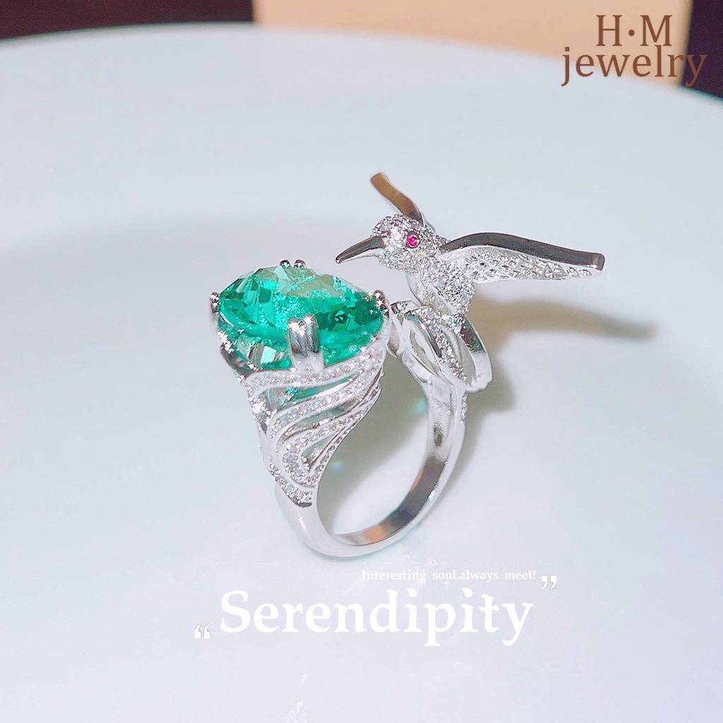 Cincin Desain Burung Kolibri Aquamarine Mewah Harga Terjangkau 2022