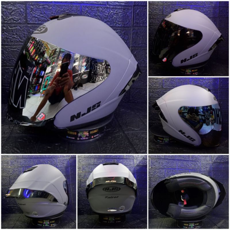 NJS KAIROZ SOLID STONE GREY DOFT PAKET GANTENG VISOR IRIDIUM + SPOILER