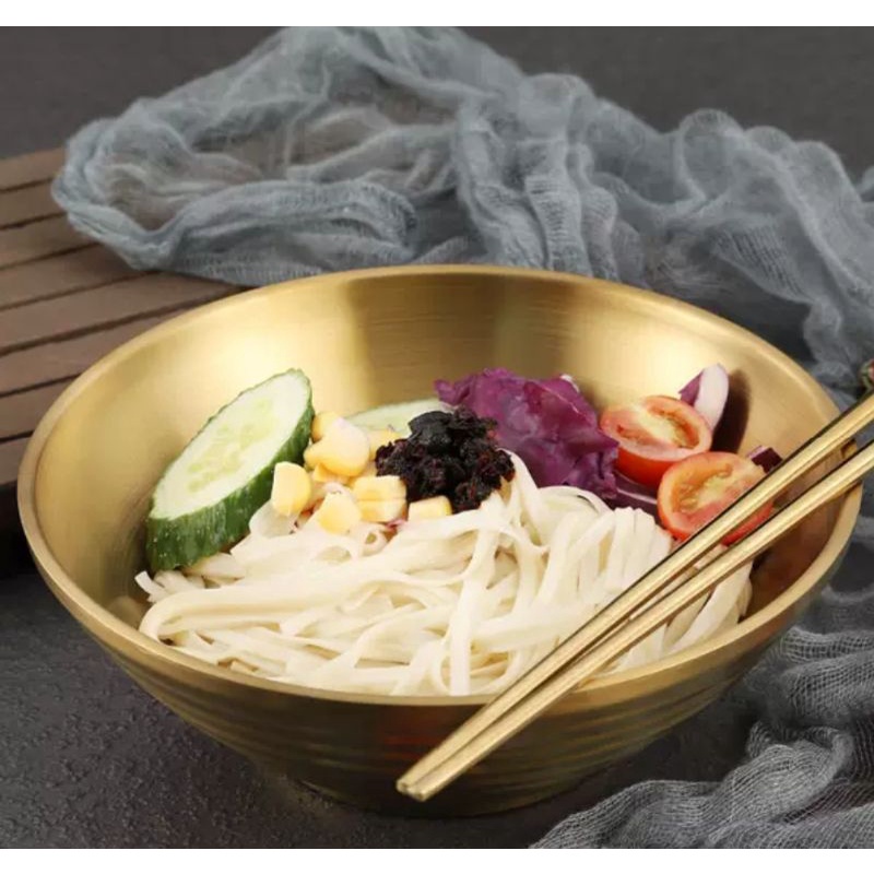NEXXIO Mangkok Korea Gold SUS 304 / Mangkok Ramen Gold Stainless Steel Double Wall Anti Karat / Mangkok Ramen Japan warna Emas / MANGKOK STAINLESS 304 EMAS DOUBLE WALL GOLD RAMEN BOWL.