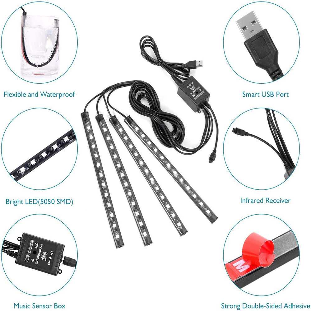 ANMINGPU Lampu LED Strip Mobil RGB Light 36-48 LED USB Plug - AP-2