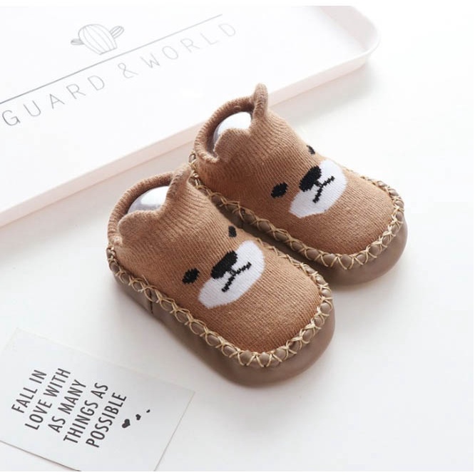 Sepatu prewalker anak bayi kaos kaki lantai dengan antislip moccasins