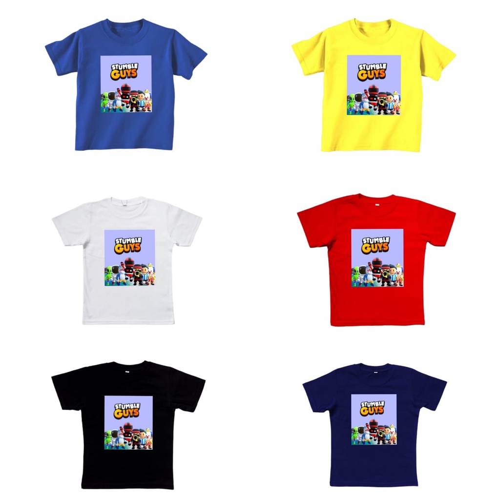 Kaos Stumble Guys Anak Laki Laki Gratis Topi Umur 2 - 10 Tahun Pakaian Kaos Atasan Stumble Guys Anak Lengan Pendek SGL144