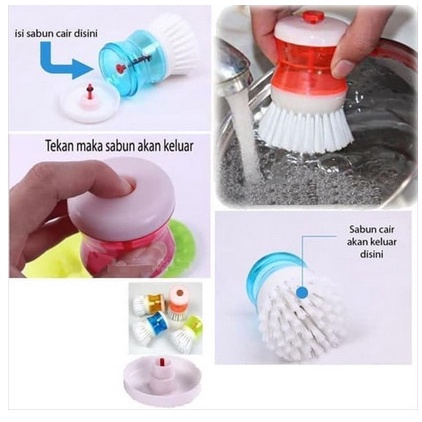 Alat SIKAT PEMBERSIH PANCI PIRING PLUS DISPENSER tempat SABUN cair bersih