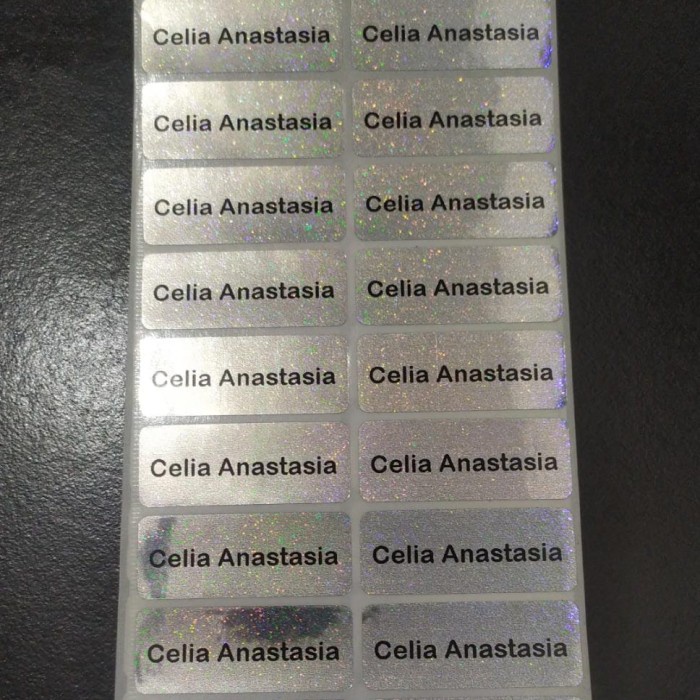 

Label Nama Waterproof (Silver metalik) - silvergliter L