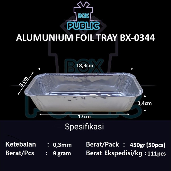 Alumunium foil tray BX 0344 tanpa tutup / aluminium foil tray cup BX 0344 500ml