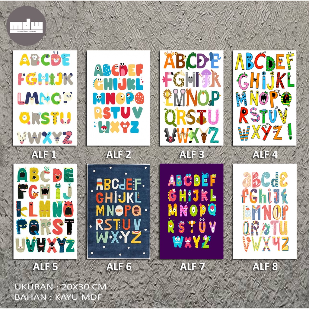 PAJANGAN DINDING - POSTER HURUF ALFABET - WALL DECOR - HURUF ALFABET - HIASAN DINDING