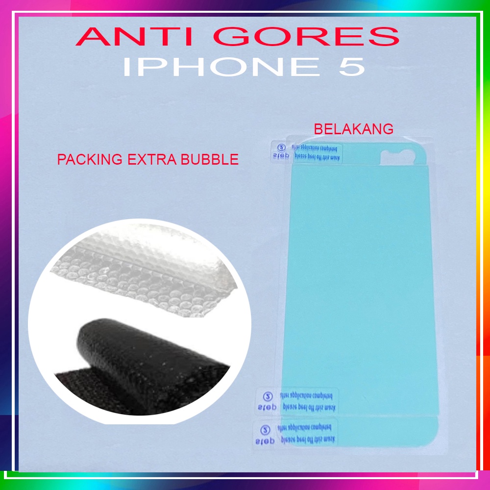 Antigores iphone 5 Bagian Depan &amp; Belakang Pelindung Layar Handphone Anti Gores Aksesoris Made In Japan Material Clear